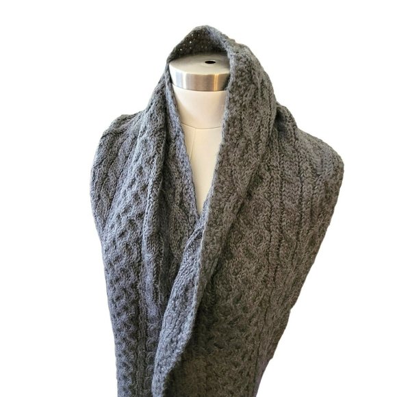 Lands' End Cable Knit Scarf Alpaca Wool and Acrylic Pewter Grey  DH515 - Picture 1 of 6
